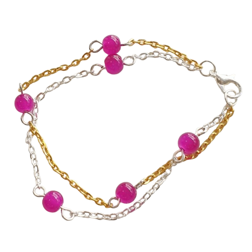 Two-Tone Chain and Bead Bracelet