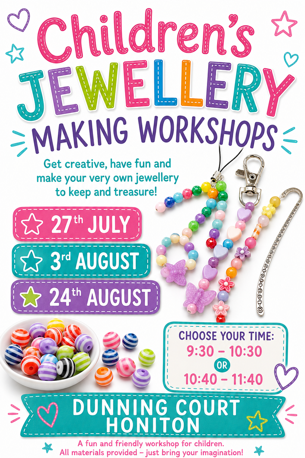 Summer Holiday Children's Jewellery Making Workshops