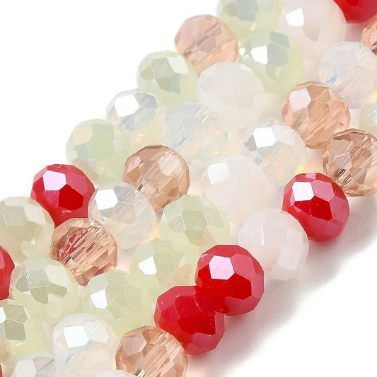 Mixed Red and White Rondelle Strands