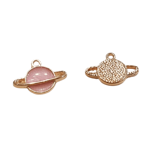 Enamel Pink Planet Charm image 0