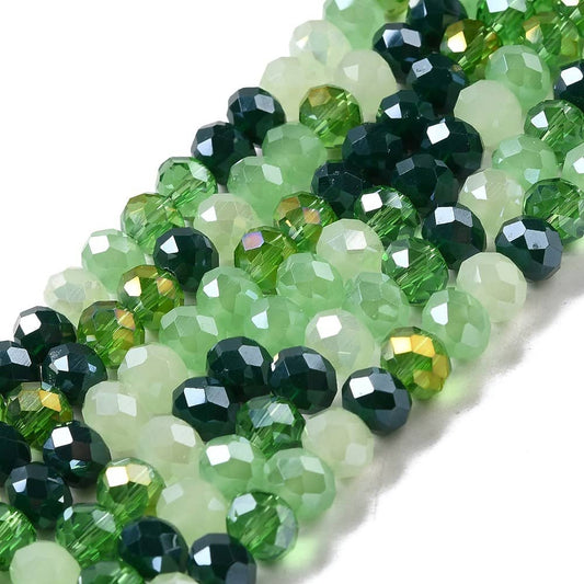 Mixed Green Rondelle Strands