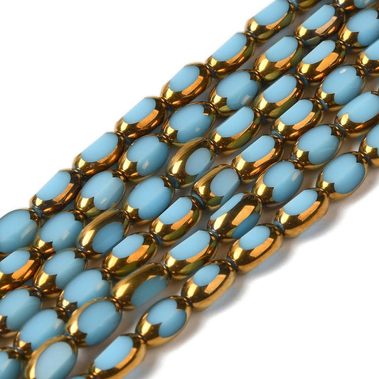 Electroplate Oval Sky Blue Beads